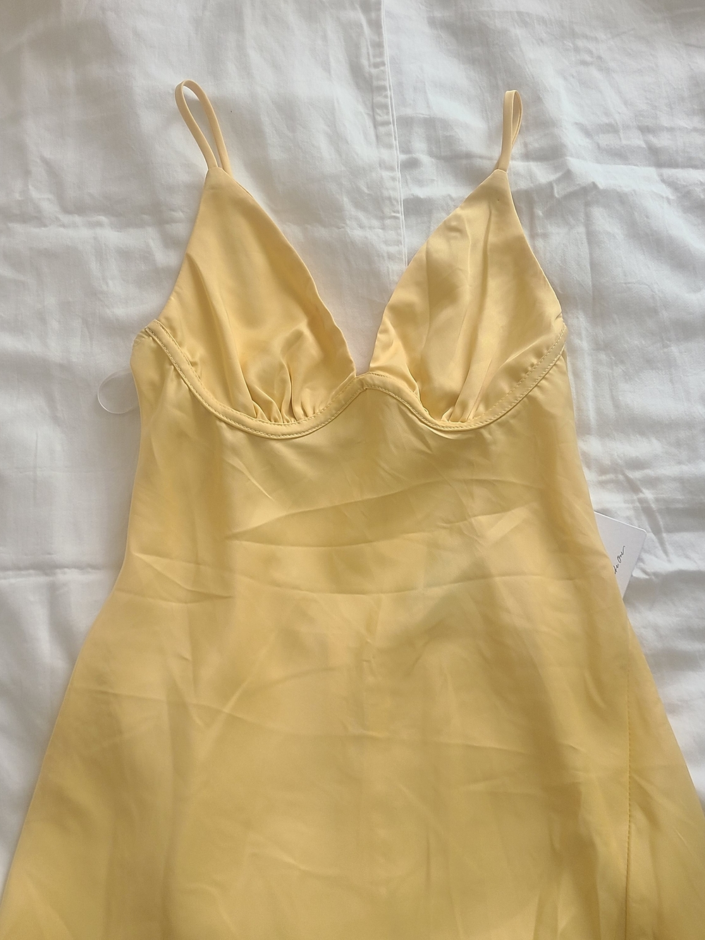 FortunateOne Oceanic Orbit Satin Maxi Dress Yellow Size Small - Picture 4 of 8
